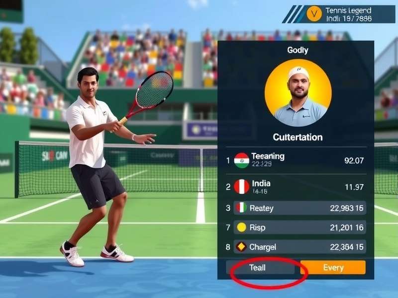 Tennis Legend India gameplay screenshot showing character in action